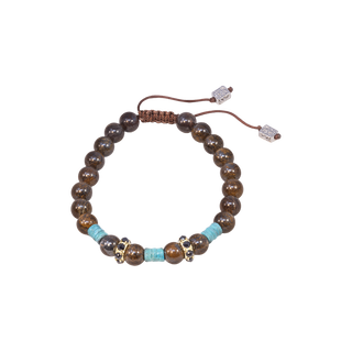 ARTIFACT BEADED PULL BRACELET WITH BRONZITE AND BLACK SAPPHIRE