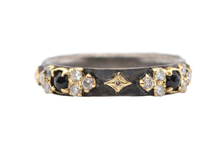 Black Sapphire Scroll Stack Band Ring