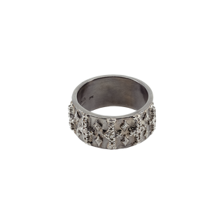 SILVER CROSS WIDE BAND RING
