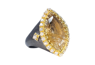 ONE OF KIND MARQUISE QUARTZ STATEMENT RING