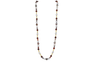Botswana Agate, Pearls, and Garnet Beaded Necklace