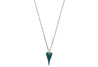 18" WITH 45MM TEAL ENAMEL HEART PENDANT NECKLACE