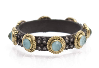 Turquoise & White Quartz Doublet Stack Band Ring