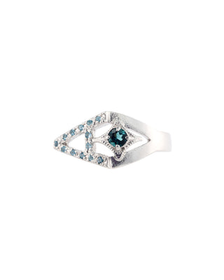 LONDON BLUE TOPAZ CRIVELLI  LETTER "A" STACK RING