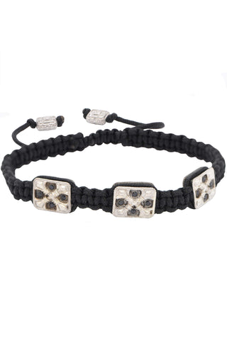 Woven Pull Bracelet with 3 Large "X" Crosses