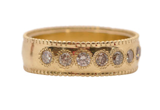 WIDE BAND WITH CHAMPAGNE DIAMONDS RING