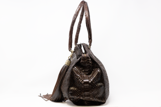 LARGE TOTE IN BROWN CAIMAN