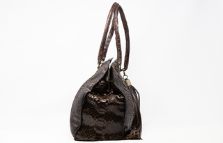 LARGE TOTE IN BROWN CAIMAN