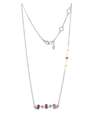 RHODOLITE, MORGANITE & IOLITE NECKLACE
