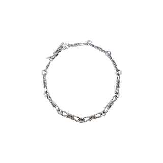 SILVER CHAIN LINK BRACELET WITH CHAMPAGNE DIAMONDS