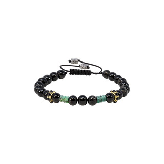 ARTIFACT BEADED PULL BRACELET WITH BLACK TOURMALINE AND SAPPHIRE