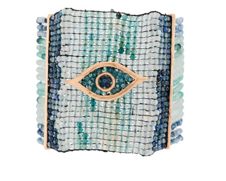 WIDE BAR SAPPHIRES CUFF BRACELET