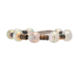 SILVER TAHITIAN PEARL BRONZE BRACELET