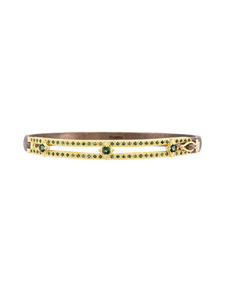 18kt Yellow Gold & Sterling Silver Tourmaline Paperclip Huggie Bracelet