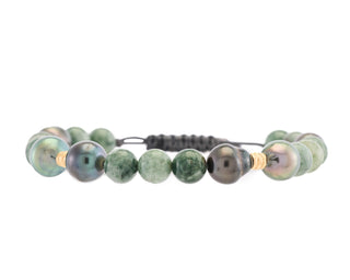 18kt Yellow Gold & Sterling Silver Burma Jade Bracelet