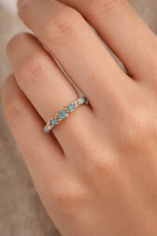 Grandiderite Gemstone and Blue Enamel Stack Ring