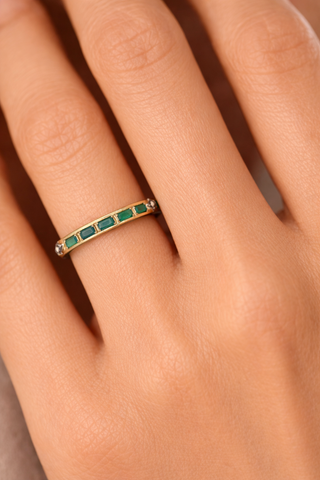 Grandidierite Baguette Simple Stack Ring