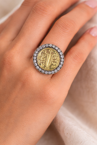 WHITE & CHAMPAGNE DIAMOND STATEMENT RING