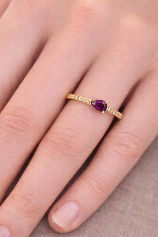 CHAMPAGNE DIAMOND & RHODOLITE STACK RING