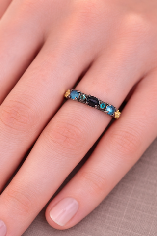 CHAMPAGNE DIAMOND & LONDON BLUE TOPAZ STACK RING