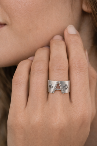 MORGANITE LETTER “A” RING