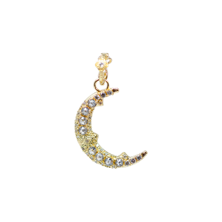 YELLOW GOLD PAVE CRESCENT MOON ENHANCER