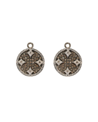Sterling Silver Shield Earring Charm with Champagne Diamonds