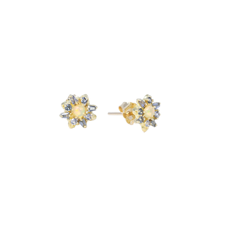 3 MM SQUARE OPAL AND GREY SPINEL STUD EARRINGS