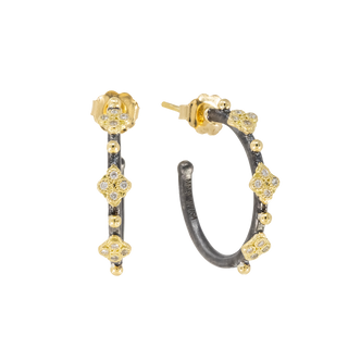 White Diamond & Crivelli Side Hoop Earrings