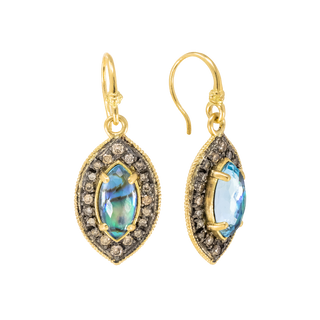 Champagne Diamond & Blue Mother of Pearl Earrings