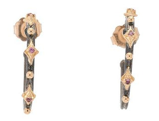 RHODOLITE SIDE HOOP EARRINGS