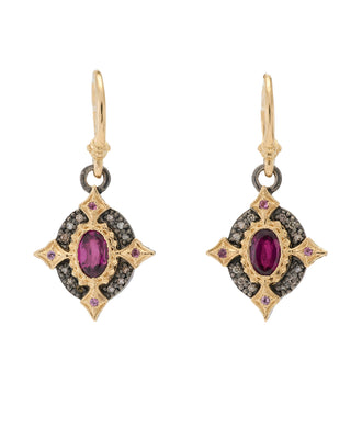 RHODOLITE AND DIAMOND CRIVELLI HOOK EARRINGS