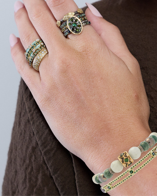 18kt Yellow Gold & Sterling Silver Tourmaline Paperclip Huggie Bracelet