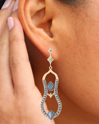 18kt Yellow Gold & Sterling Silver Horse Bit Drop Earrings