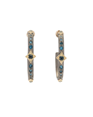 18kt Yellow Gold & Sterling Silver Oval Hoop Earrings