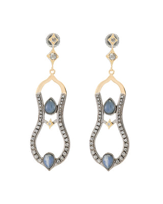 18kt Yellow Gold & Sterling Silver Horse Bit Drop Earrings