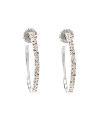SILVER CHAMPAGNE DIAMOND HOOP EARRINGS