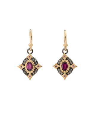 RHODOLITE AND DIAMOND CRIVELLI HOOK EARRINGS