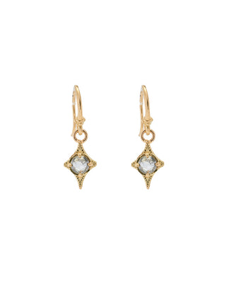 18kt Yellow Gold Star Drop Earrings with Grey Diamonds