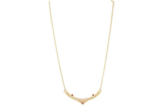 Curved Bar with Rubies Pendant Necklace