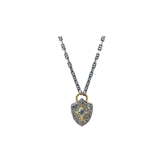 GREY DIAMOND PADLOCK SHIELD NECKLACE