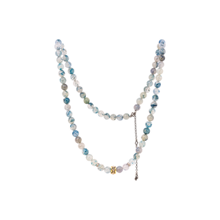 34" BLUE RUTILATED BEADED NECKLACE