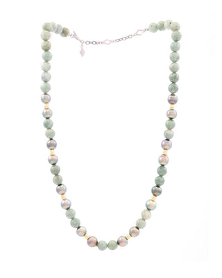 18kt Yellow Gold & Sterling Silver Burma Jade Necklace