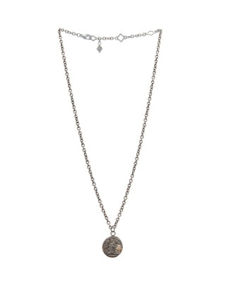 Grey Coin Medallion Necklace