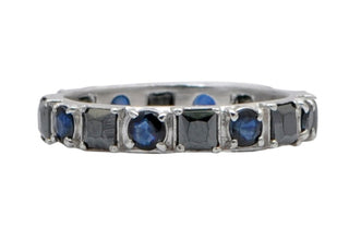 Hematite and Sapphire Stack Ring