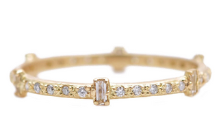 White Diamond & Baguette Sapphire Ring