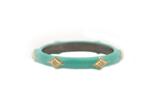 GREEN TURQUOISE ENAMEL STACK BAND RING