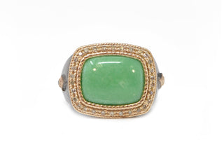 VARISCITE SIGNET CUSHION CABOCHON RING