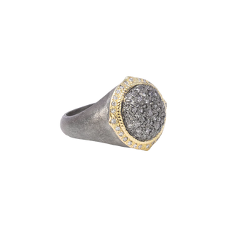 16 MM GREY AND WHITE DIAMONDS STATEMENT RING
