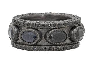 BLACK SAPPHIRE WIDE BAND – Armenta Collection